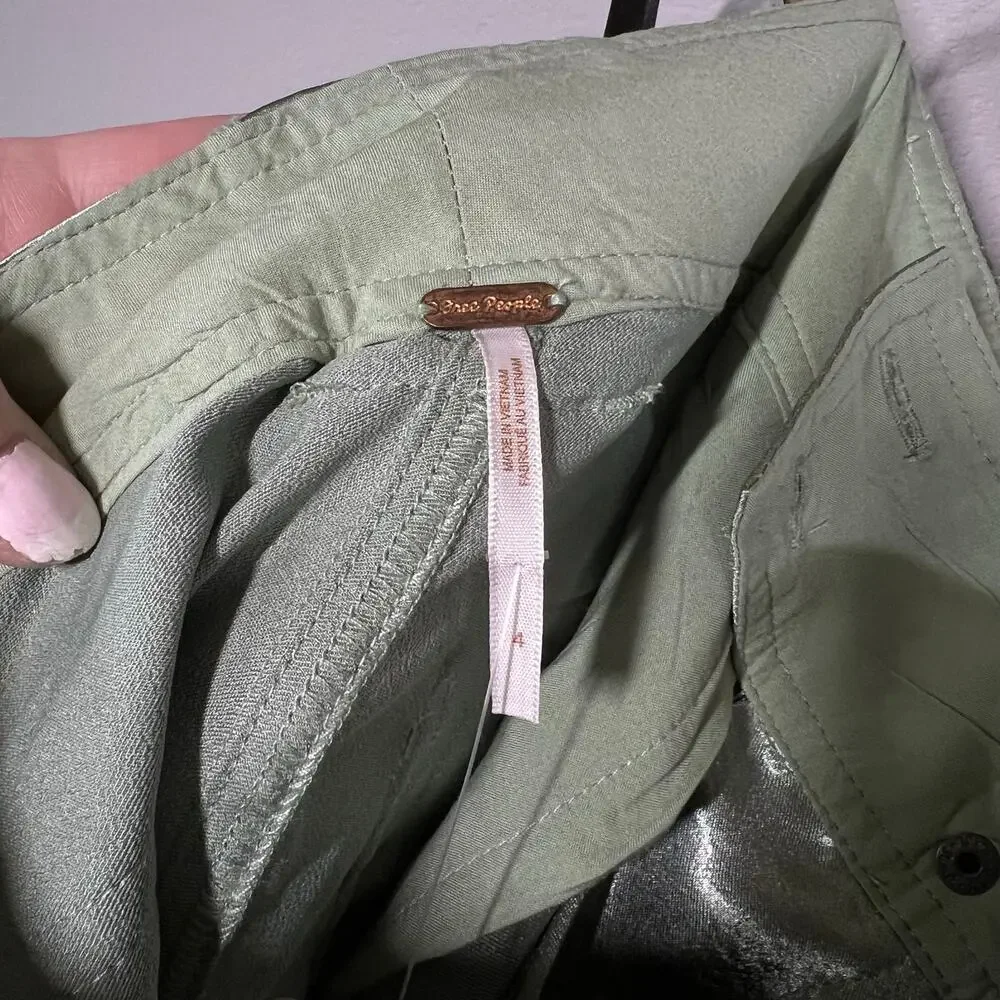 Free people light green satin cropped pant size 2 4 - Picture 5 of 12